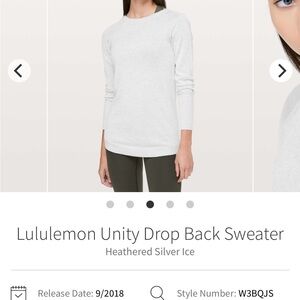 Lululemon Athletica Unity Drop Back Sweater - Heathered Silver Ice